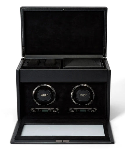 WOLF British Racing Double Watch Winder with Storage WOLF