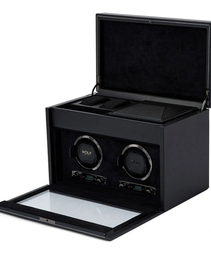 WOLF British Racing Double Watch Winder with Storage WOLF