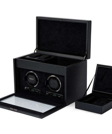 WOLF British Racing Double Watch Winder with Storage WOLF