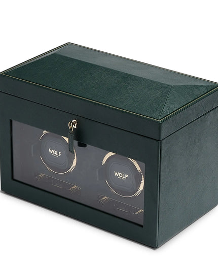 WOLF British Racing Double Watch Winder with Storage WOLF