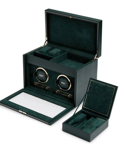 WOLF British Racing Double Watch Winder with Storage WOLF