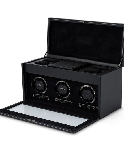 WOLF British Racing Triple Watch Winder with Storage WOLF