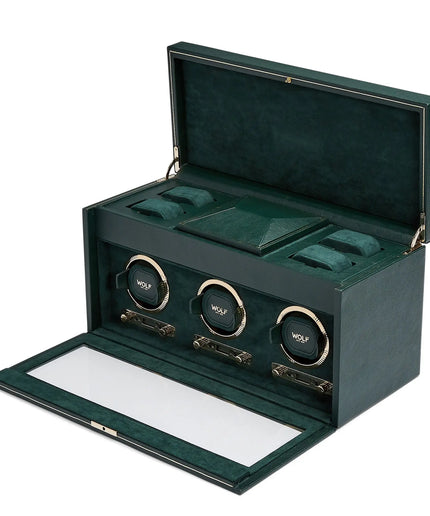 WOLF British Racing Triple Watch Winder with Storage WOLF